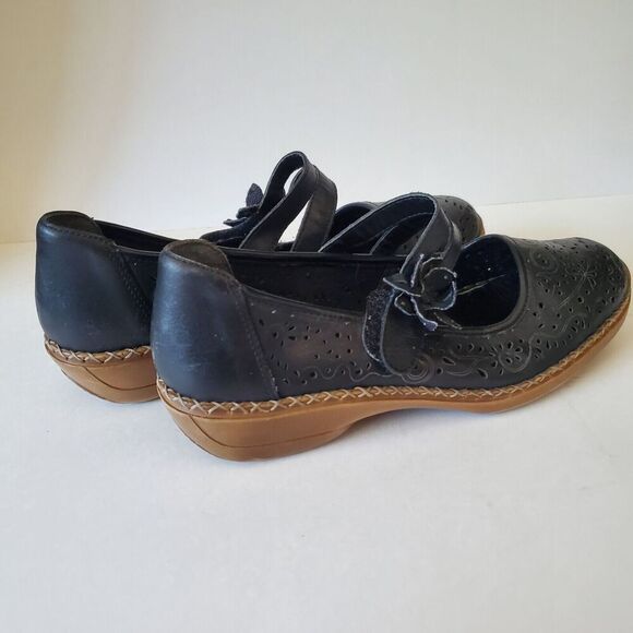 RIEKER Antistress Black Leather Mary Jane Flats Women's EU 42 US 11-12 Laser Cut - Picture 5 of 16